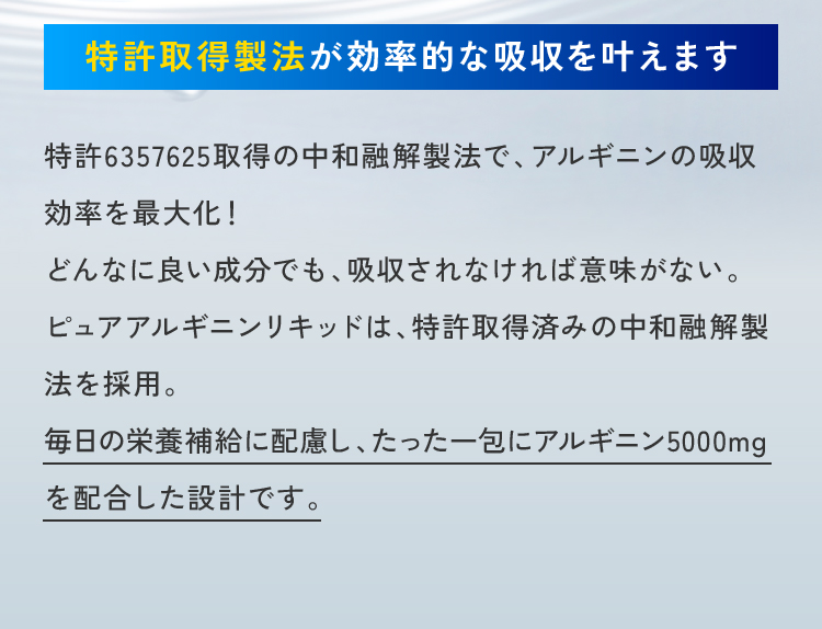 特許取得製法が効率的な吸収を叶えます